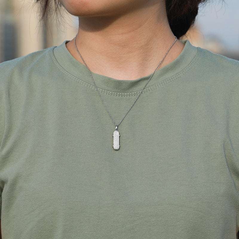 MOISSANITE DIAMOND SKATEBOARD PENDANT IN STERLING SILVER - Image 2