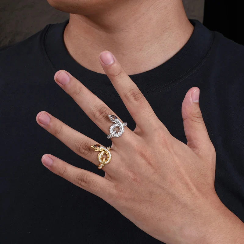 MOISSANITE DIAMOND SNAKE RING IN STERLING SILVER - Image 2