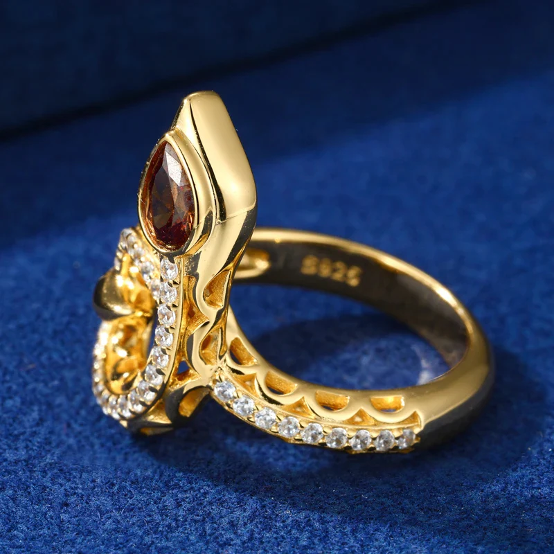 MOISSANITE DIAMOND SNAKE RING IN STERLING SILVER - Image 3