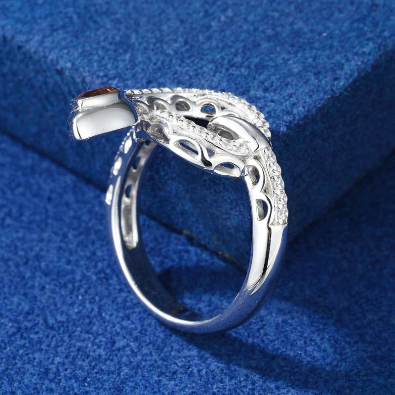 MOISSANITE DIAMOND SNAKE RING IN STERLING SILVER - Image 4