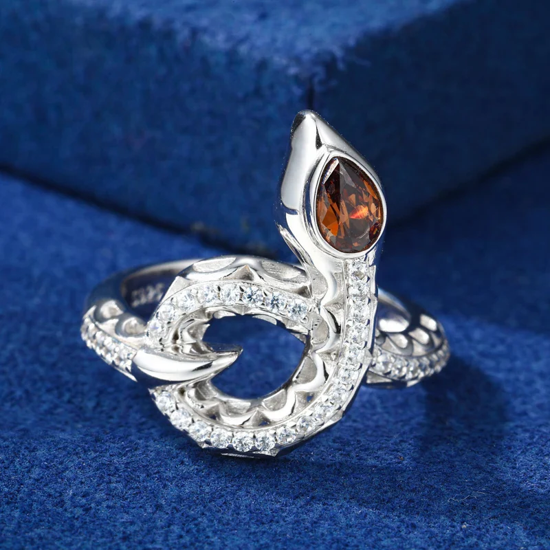 MOISSANITE DIAMOND SNAKE RING IN STERLING SILVER - Image 5