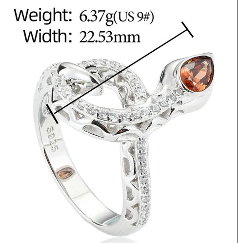 MOISSANITE DIAMOND SNAKE RING IN STERLING SILVER - Image 6