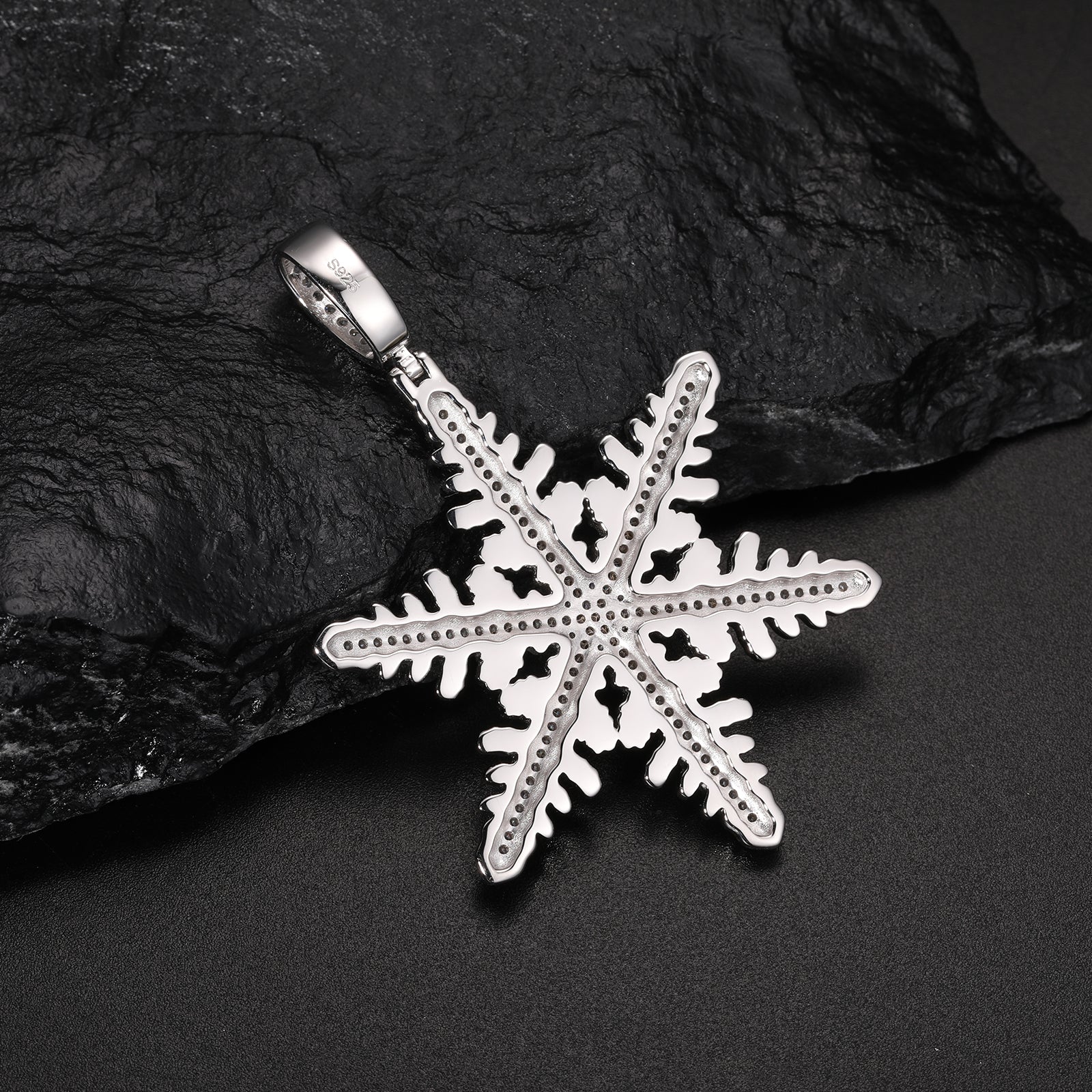 MOISSANITE DIAMOND SNOWFLAKE PENDANT NECKLACE IN STERLING SILVER - Image 2