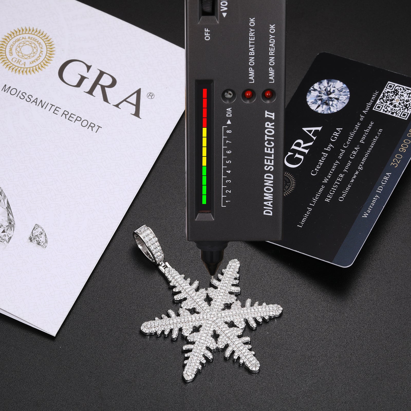 MOISSANITE DIAMOND SNOWFLAKE PENDANT NECKLACE IN STERLING SILVER - Image 5