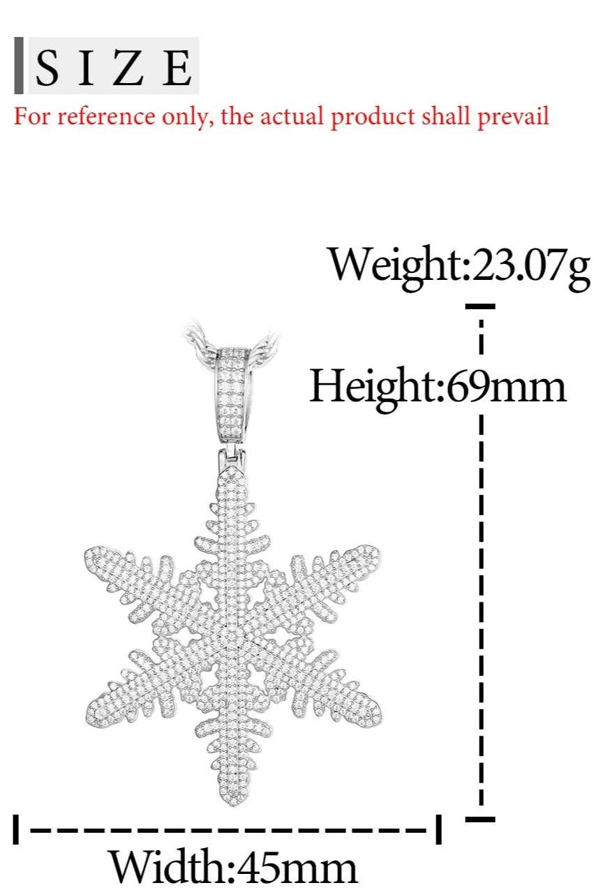 MOISSANITE DIAMOND SNOWFLAKE PENDANT NECKLACE IN STERLING SILVER - Image 6