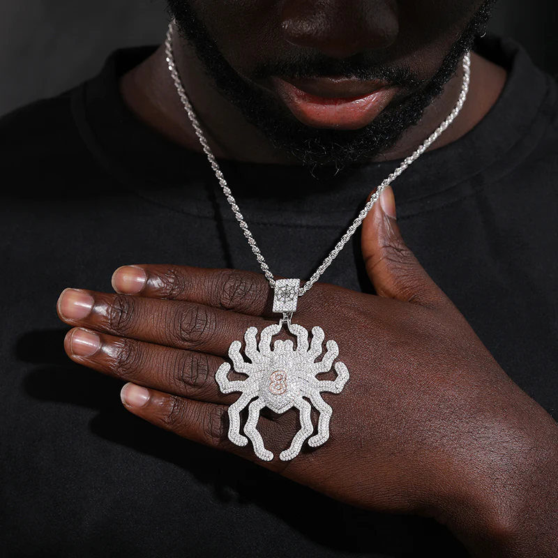 MOISSANITE DIAMOND SPIDER PENDANT IN STERLING SILVER {STYLE 2} - Image 2