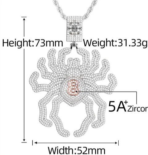 MOISSANITE DIAMOND SPIDER PENDANT IN STERLING SILVER {STYLE 2} - Image 6