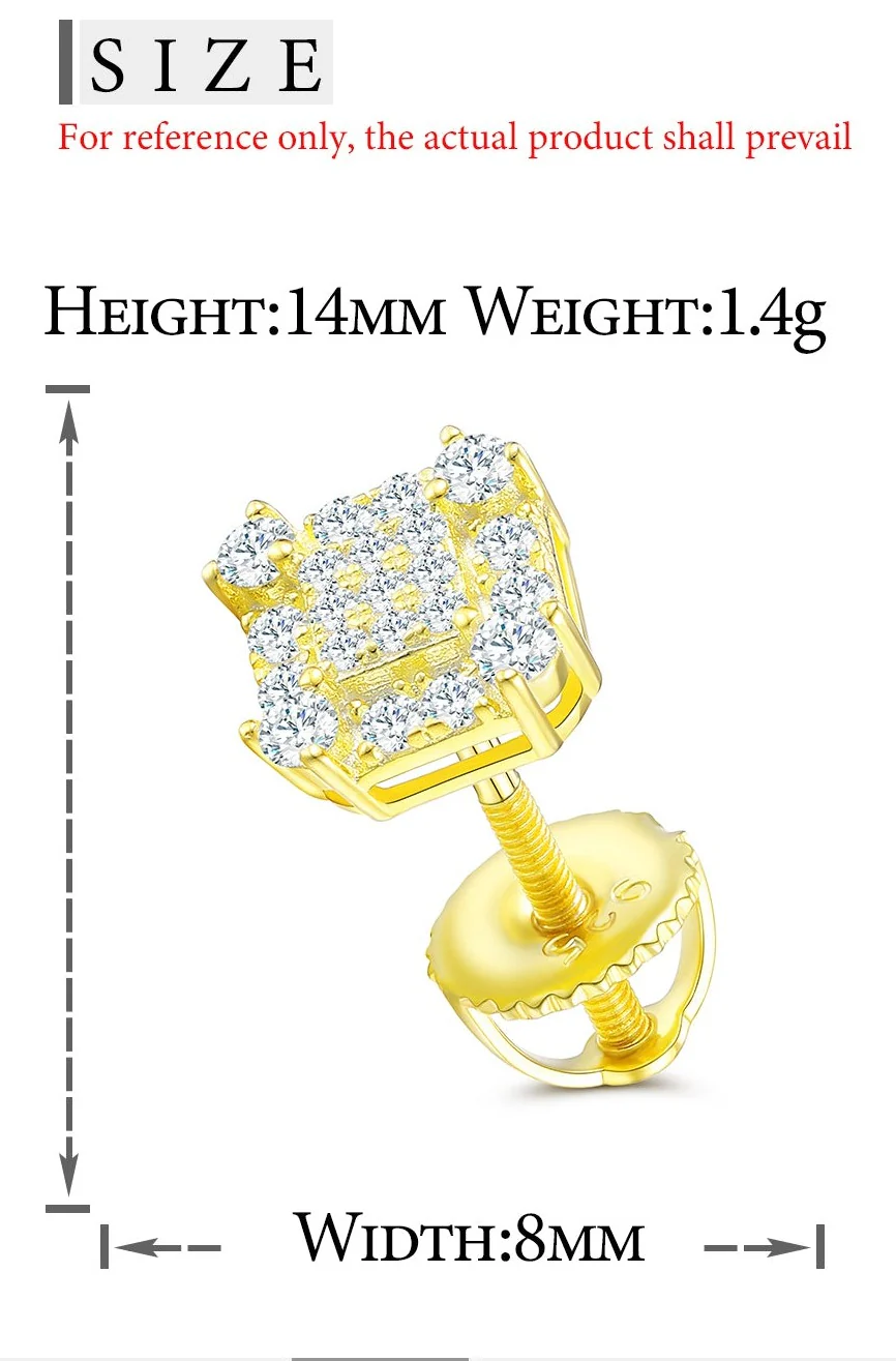 MOISSANITE DIAMOND SQUARE SHAPE STUD EARRINGS IN STERLING SILVER - Image 6
