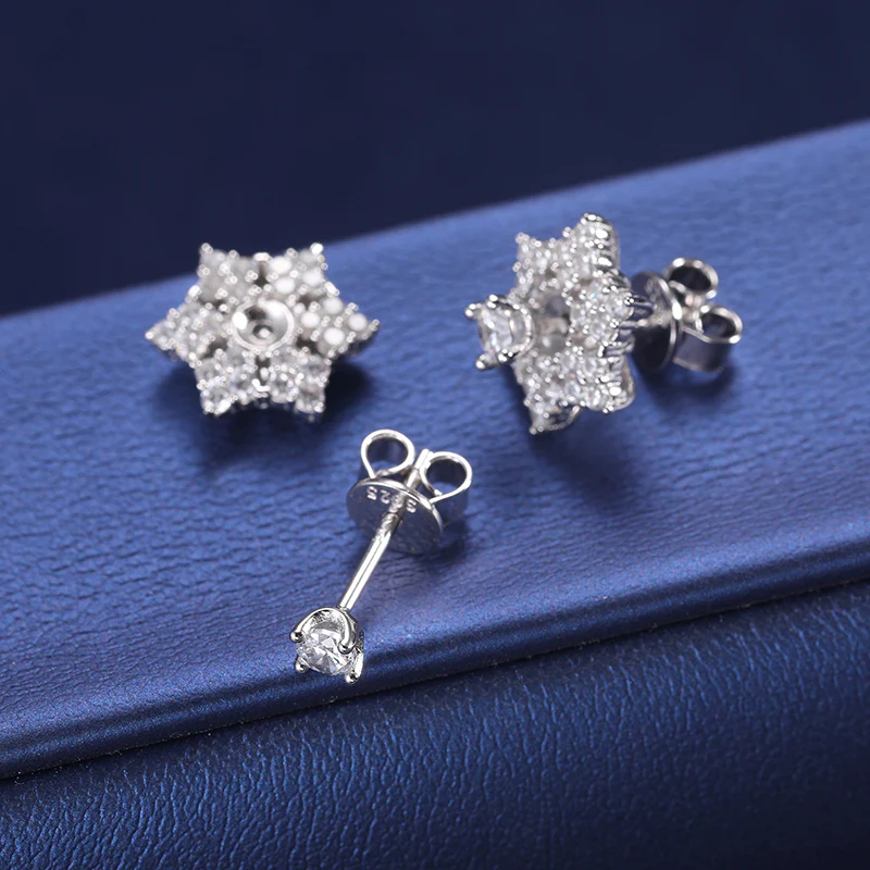 MOISSANITE DIAMOND STAR STUD EARRINGS IN STERLING SILVER {STYLE 2} - Image 2