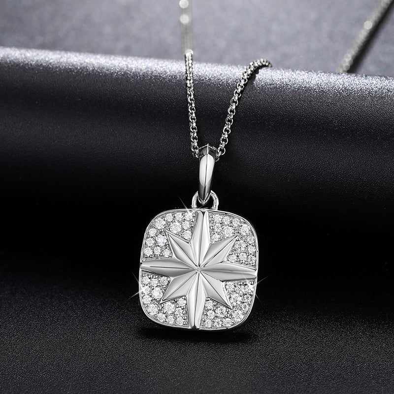 MOISSANITE DIAMOND STAR TAG CHARM PENDANT NECKLACE IN STERLING SILVER - Image 4