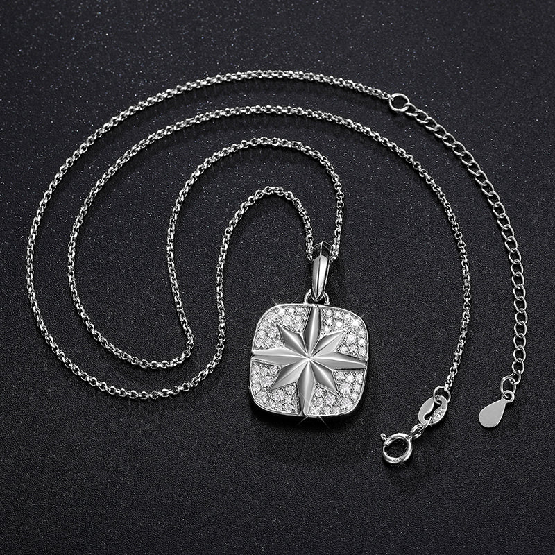 MOISSANITE DIAMOND STAR TAG CHARM PENDANT NECKLACE IN STERLING SILVER - Image 5