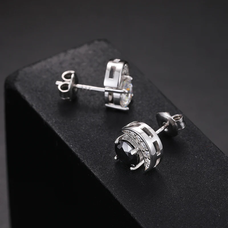 MOISSANITE DIAMOND SUN AND MOON STUD EARRINGS IN STERLING SILVER - Image 2