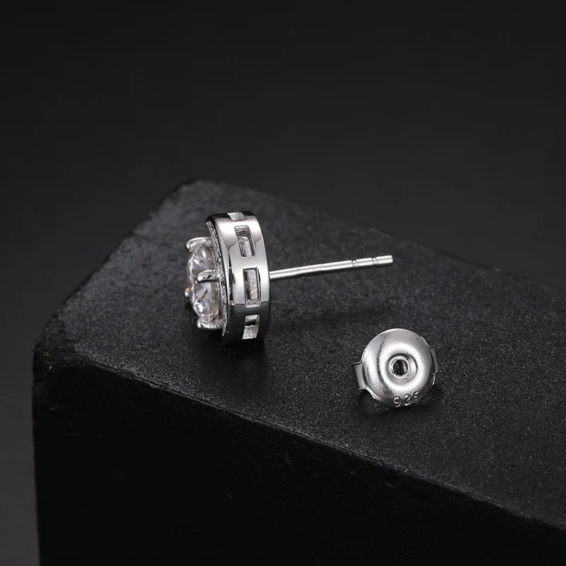 MOISSANITE DIAMOND SUN AND MOON STUD EARRINGS IN STERLING SILVER - Image 3
