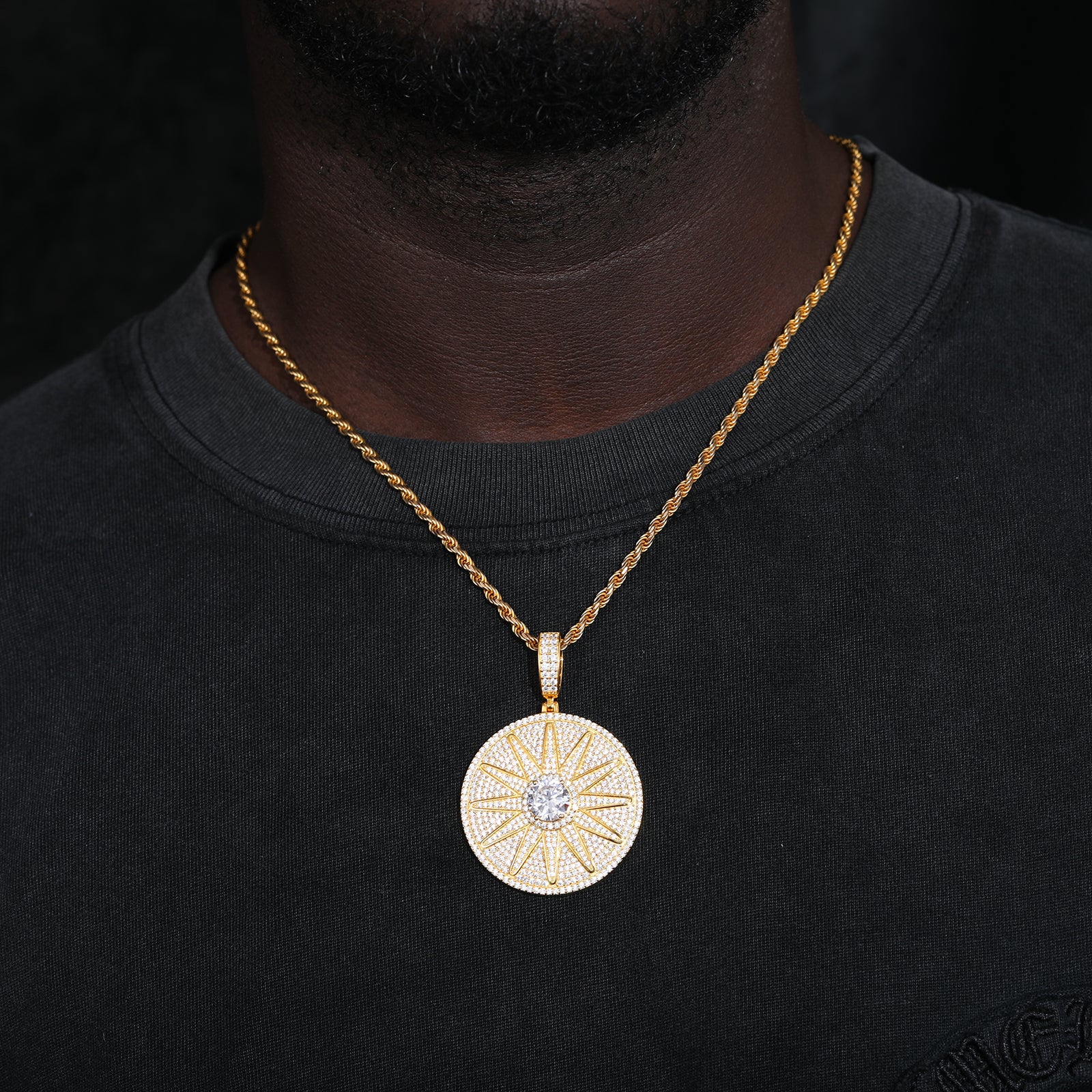 MOISSANITE DIAMOND SUN TAG PENDANT NECKLACE IN STERLING SILVER - Image 2