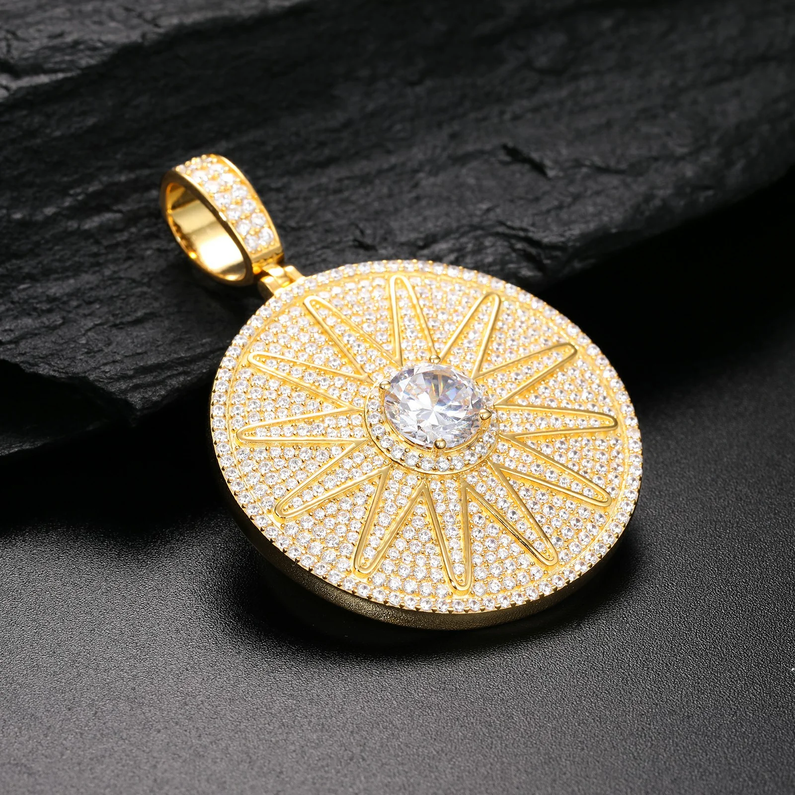 MOISSANITE DIAMOND SUN TAG PENDANT NECKLACE IN STERLING SILVER - Image 4