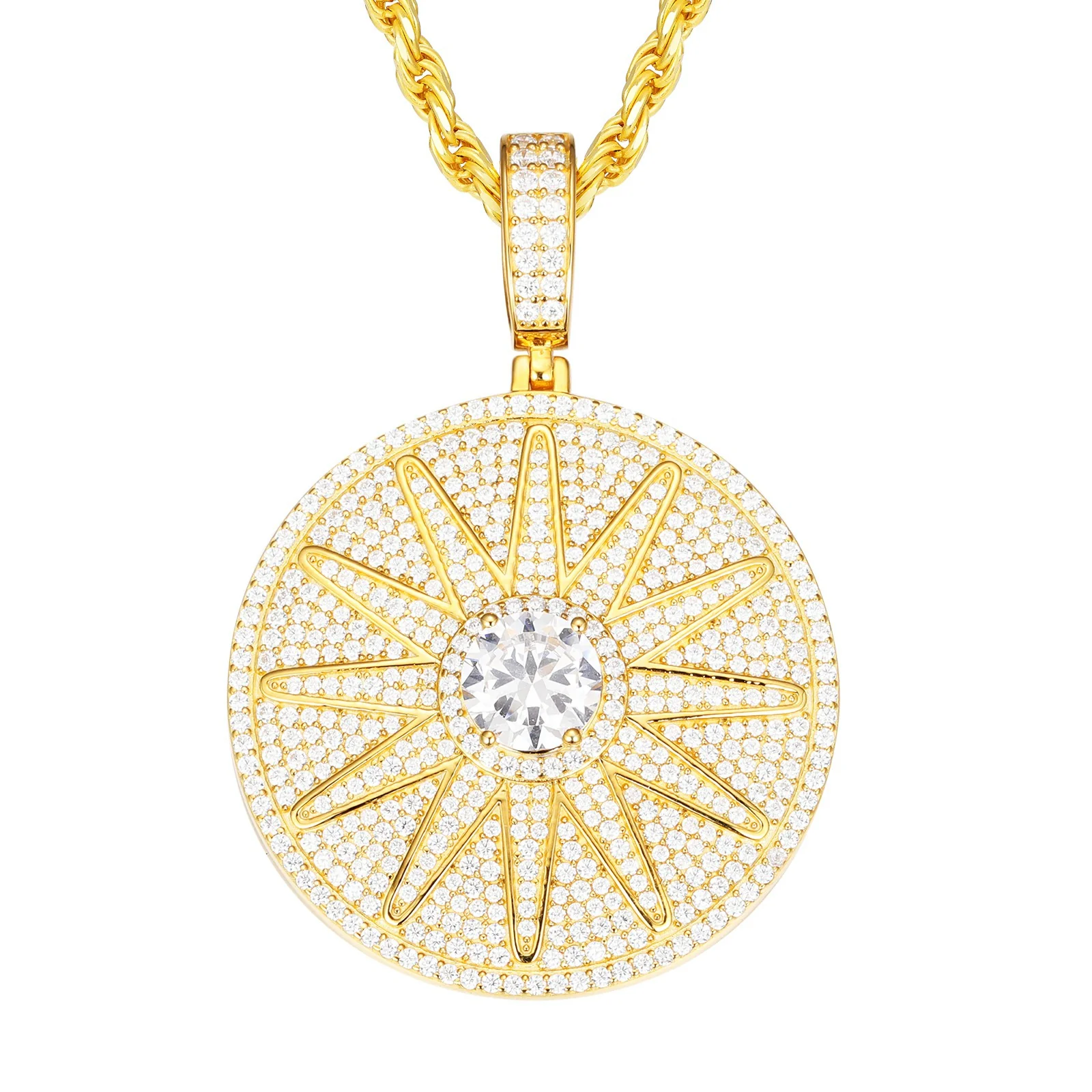 MOISSANITE DIAMOND SUN TAG PENDANT NECKLACE IN STERLING SILVER - Image 6