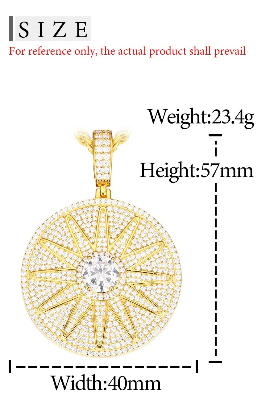 MOISSANITE DIAMOND SUN TAG PENDANT NECKLACE IN STERLING SILVER - Image 8