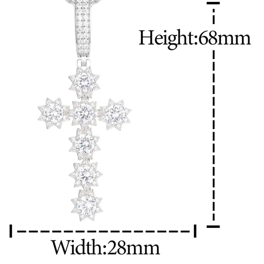 MOISSANITE DIAMOND SUNSHINE CROSS PENDANT IN STERLING SILVER - Image 6