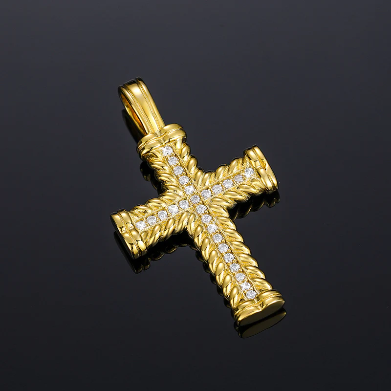 MOISSANITE DIAMOND SWIRL CROSS PENDANT NECKLACE IN STERLING SILVER - Image 3