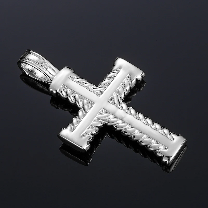 MOISSANITE DIAMOND SWIRL CROSS PENDANT NECKLACE IN STERLING SILVER - Image 5