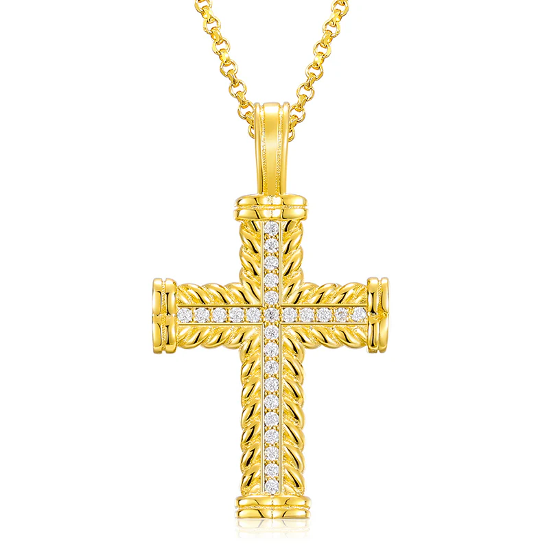 MOISSANITE DIAMOND SWIRL CROSS PENDANT NECKLACE IN STERLING SILVER - Image 7