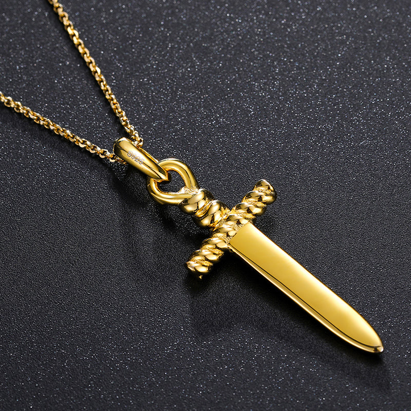 MOISSANITE DIAMOND SWORD CROSS PENDANT IN STERLING SILVER - Image 6