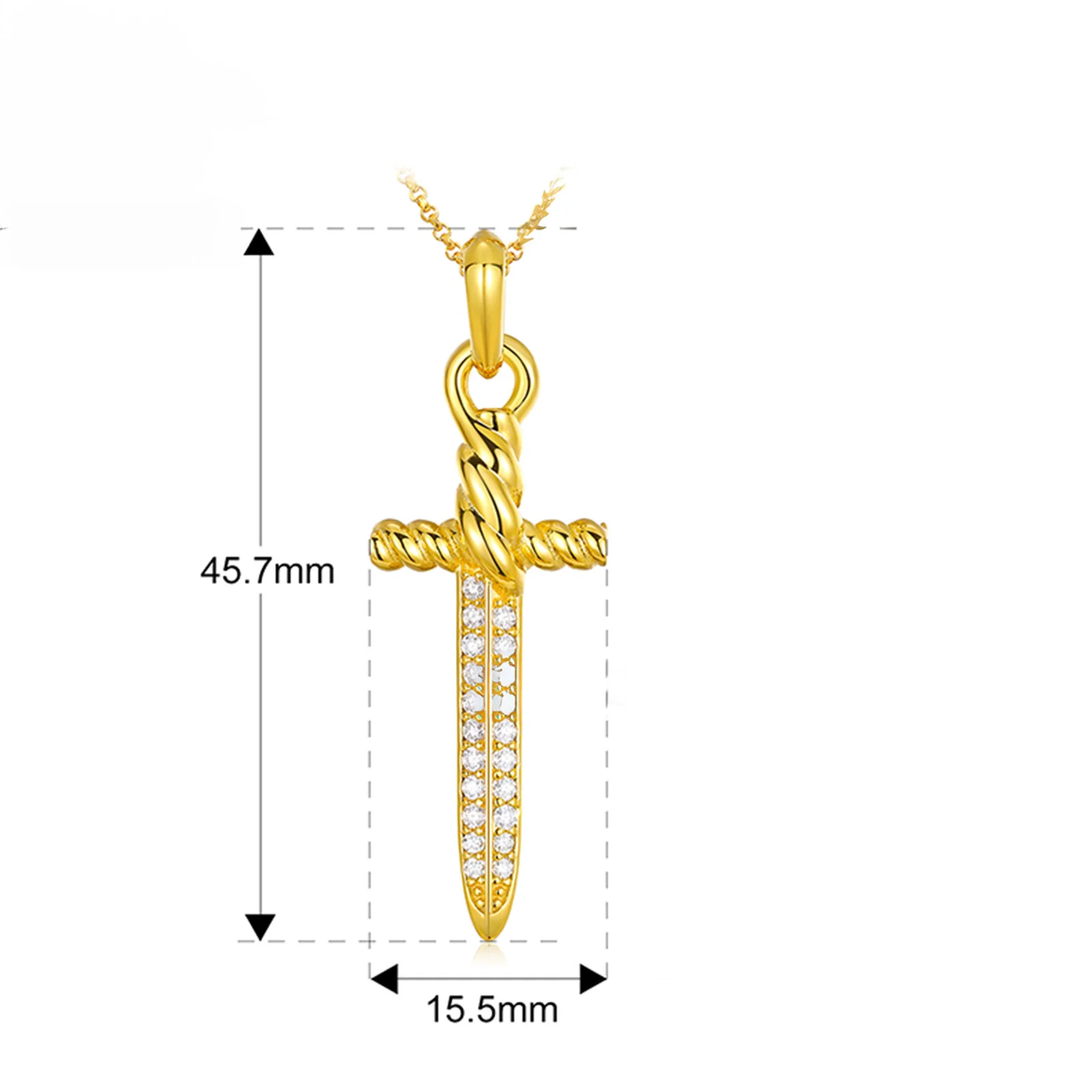 MOISSANITE DIAMOND SWORD CROSS PENDANT IN STERLING SILVER - Image 7