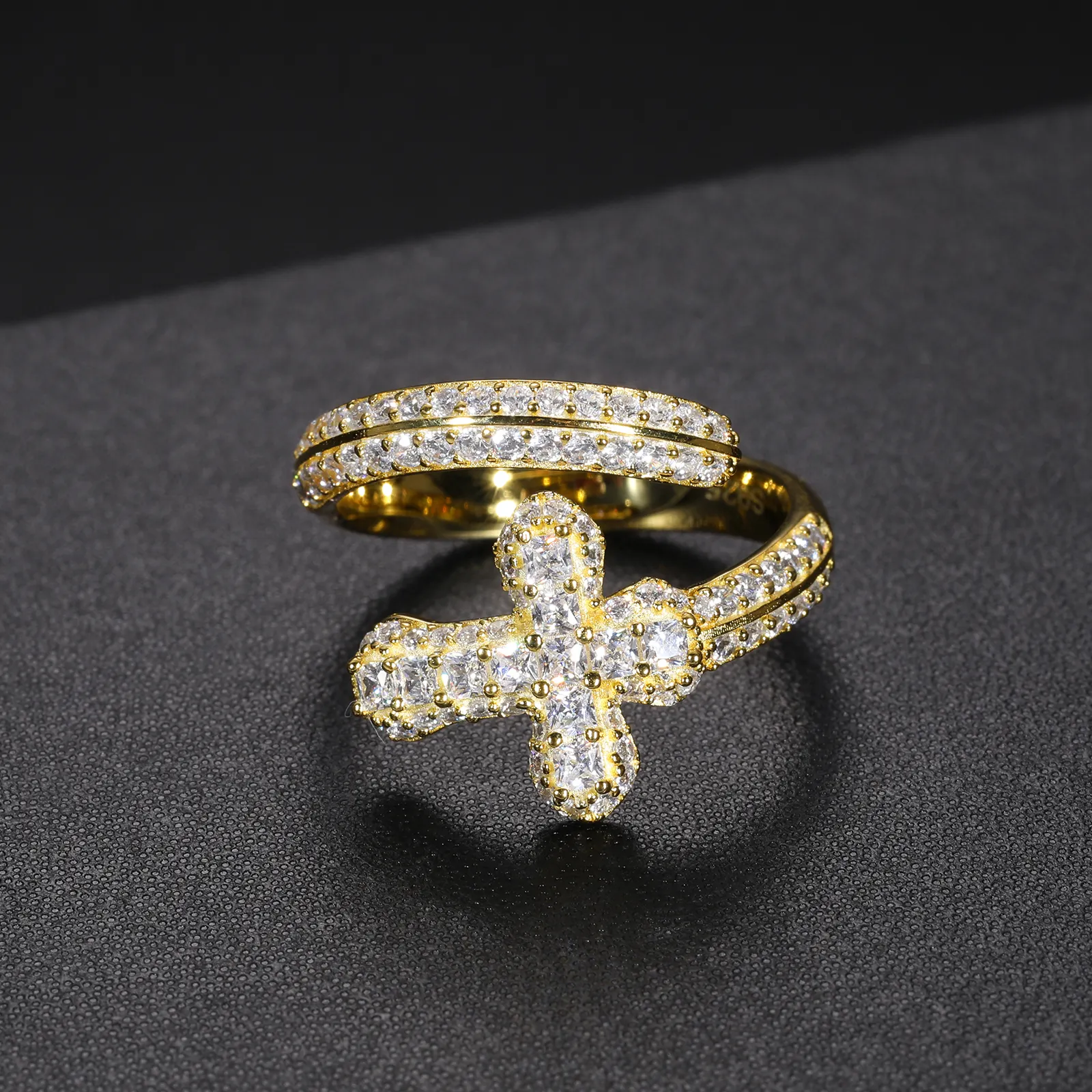 MOISSANITE DIAMOND SWORD CROSS RING IN STERLING SILVER - Image 4