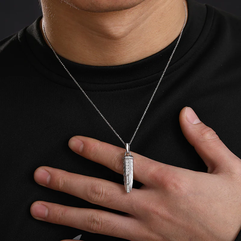 MOISSANITE DIAMOND SWORD PENDANT IN STERLING SILVER {STYLE 3} - Image 2