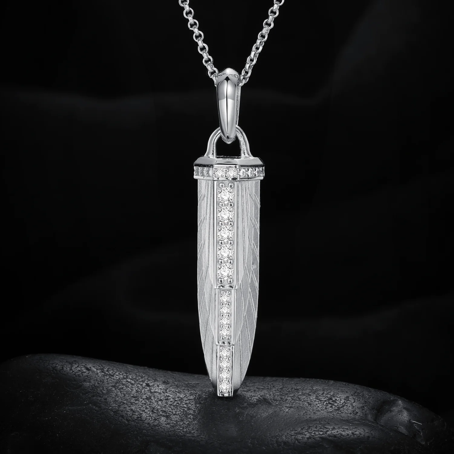 MOISSANITE DIAMOND SWORD PENDANT IN STERLING SILVER {STYLE 3} - Image 3