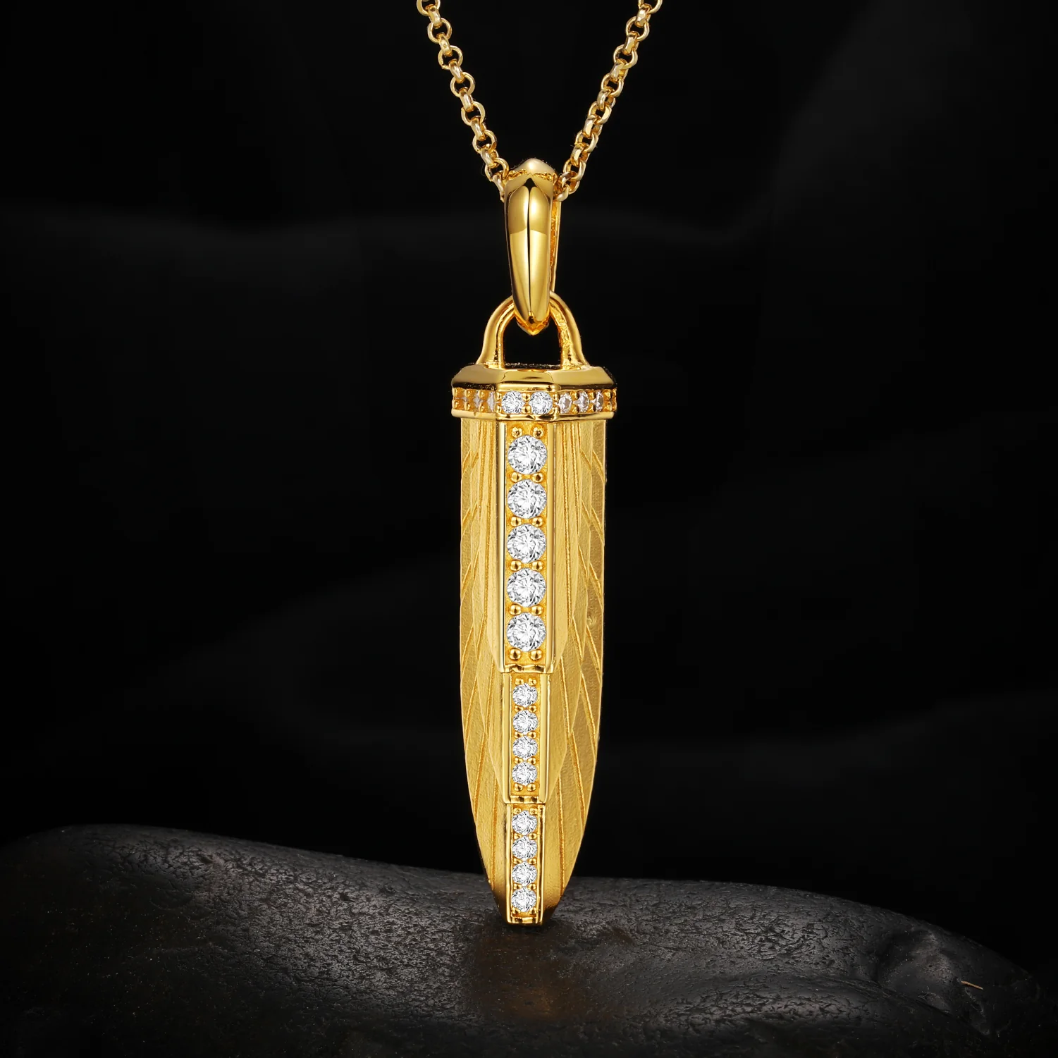 MOISSANITE DIAMOND SWORD PENDANT IN STERLING SILVER {STYLE 3} - Image 4