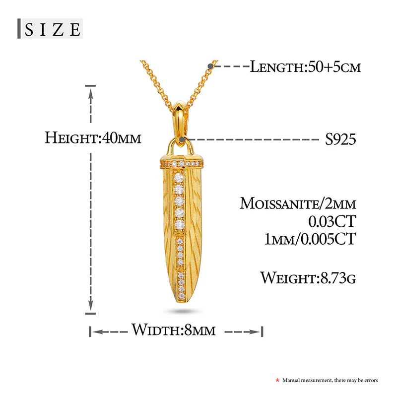 MOISSANITE DIAMOND SWORD PENDANT IN STERLING SILVER {STYLE 3} - Image 7