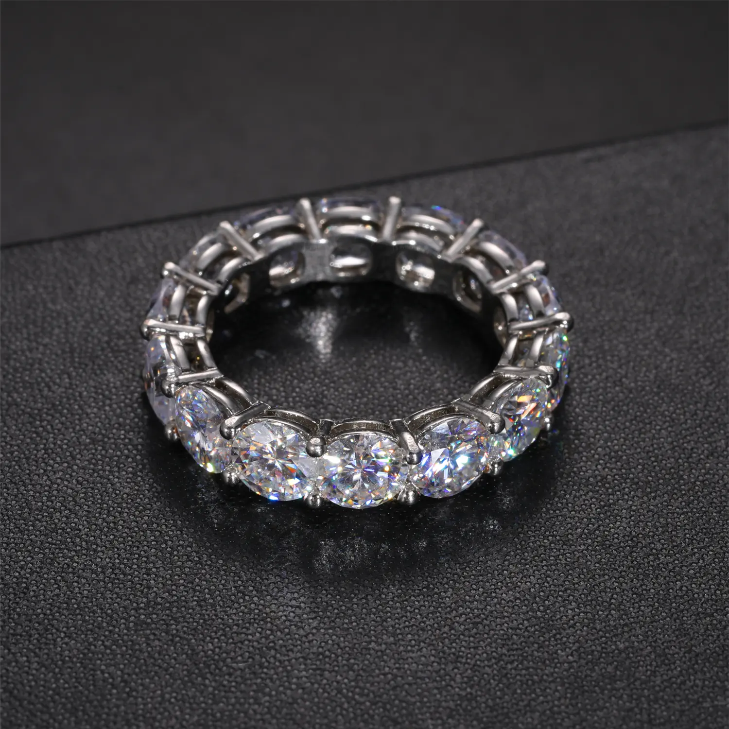 MOISSANITE DIAMOND TENNIS ETERNITY ENGAGEMENT RING IN STERLING SILVER - Image 3