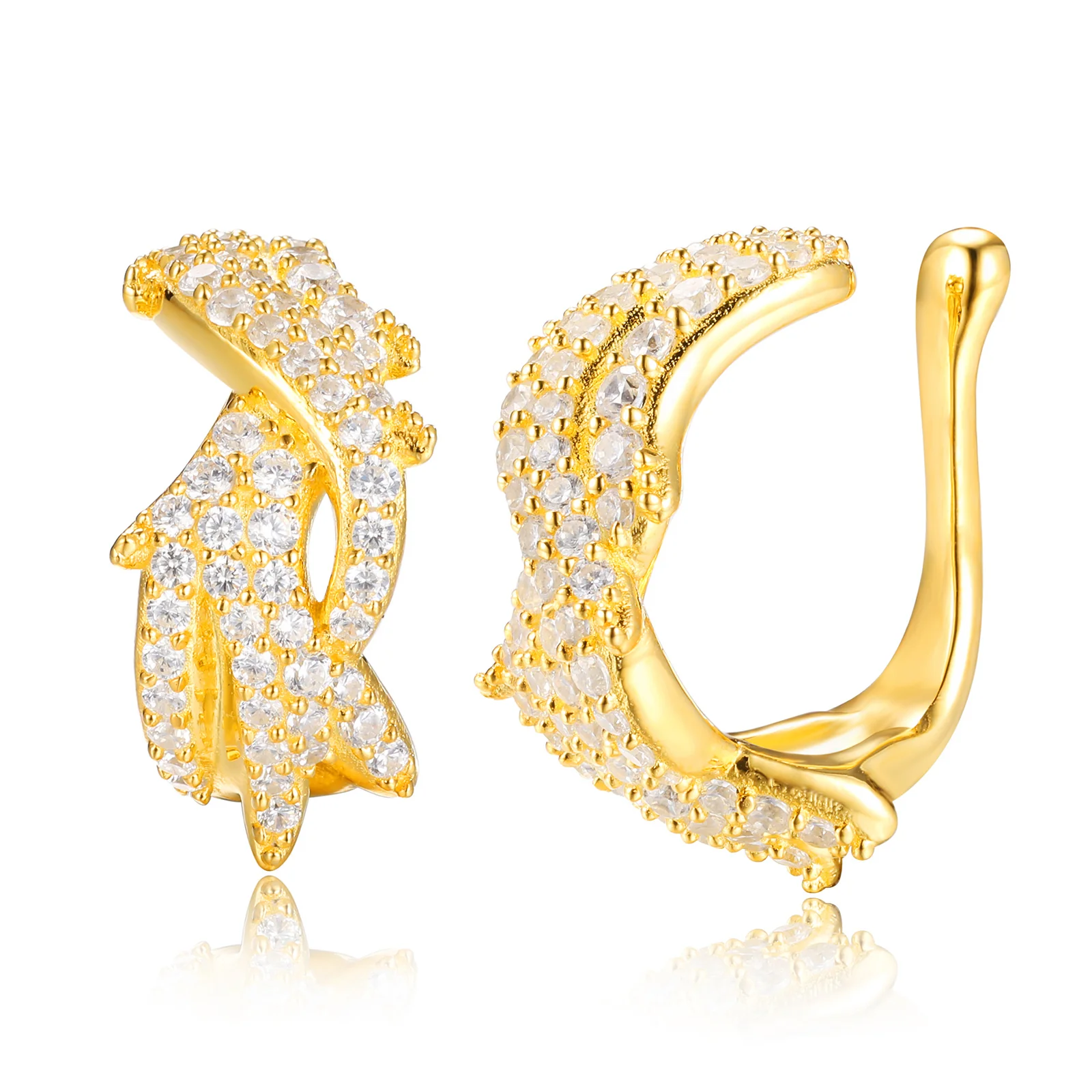 MOISSANITE DIAMOND THORNS CLIP-ON EAR CUFF EARRINGS IN STERLING SILVER - Image 6