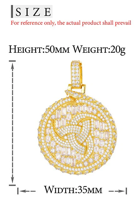 MOISSANITE DIAMOND TOURBILLION BAGUETTE ROUND CHARM COIN PENDANT IN STERLING SILVER - Image 6