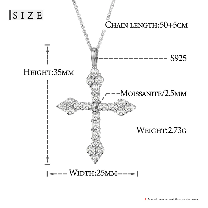 MOISSANITE DIAMOND TRI-STONE CROSS PENDANT IN STERLING SILVER - Image 6