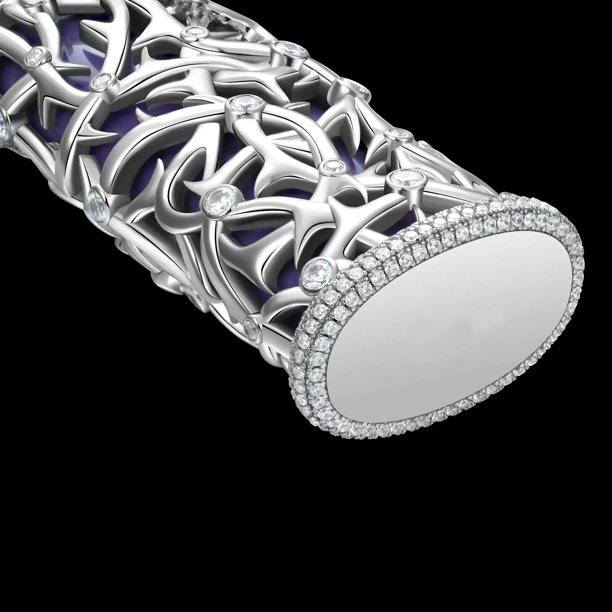 MOISSANITE DIAMOND TWILIGHT VINE LIGHTER CASE IN STERLING SILVER - Image 4