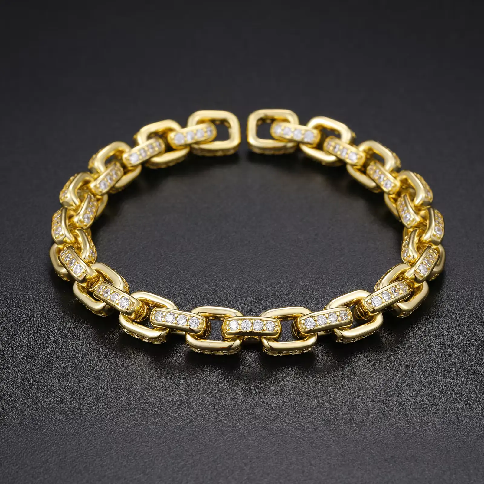MOISSANITE DIAMOND TWISTED BOX CHAIN BRACELET IN STERLING SILVER - Image 2