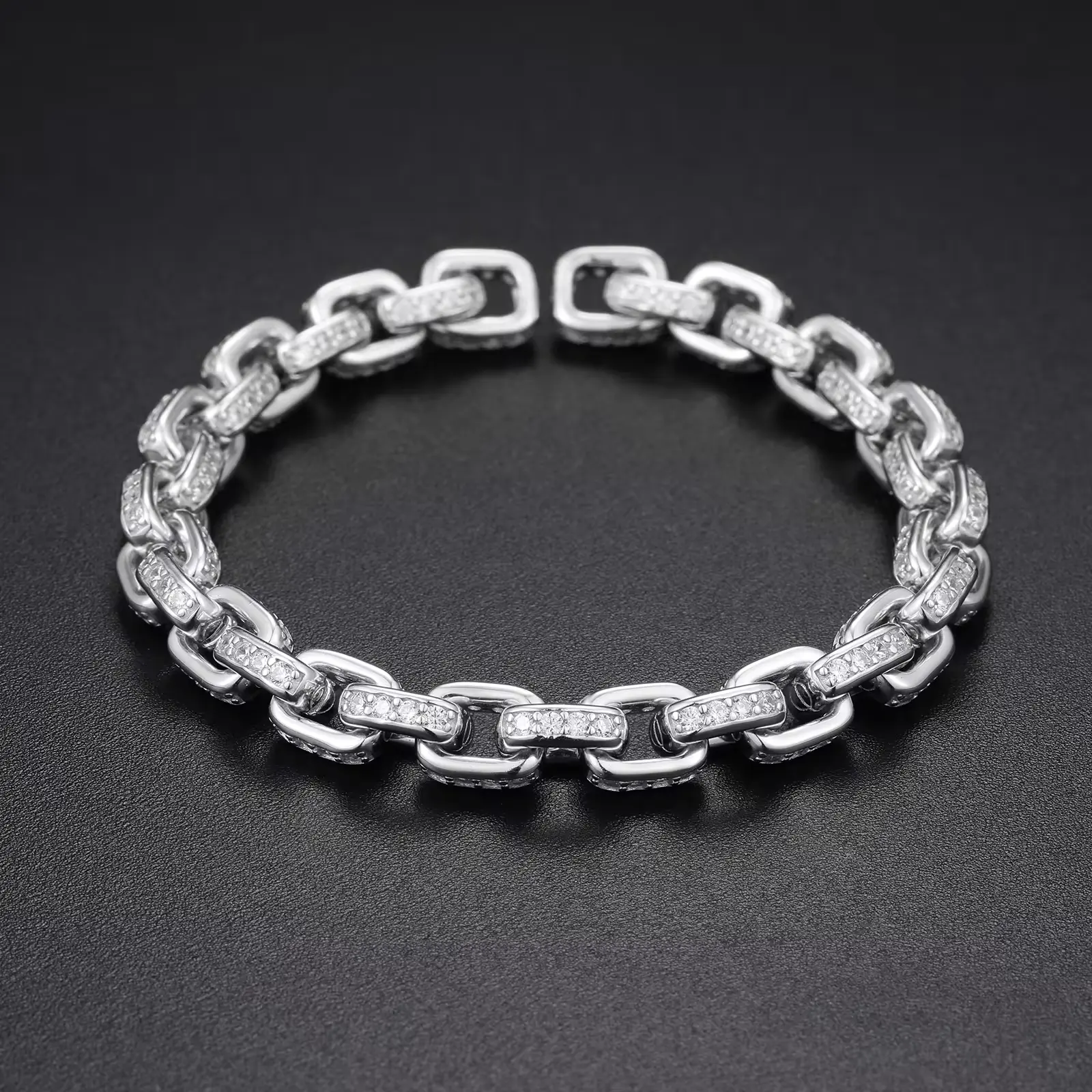MOISSANITE DIAMOND TWISTED BOX CHAIN BRACELET IN STERLING SILVER - Image 3