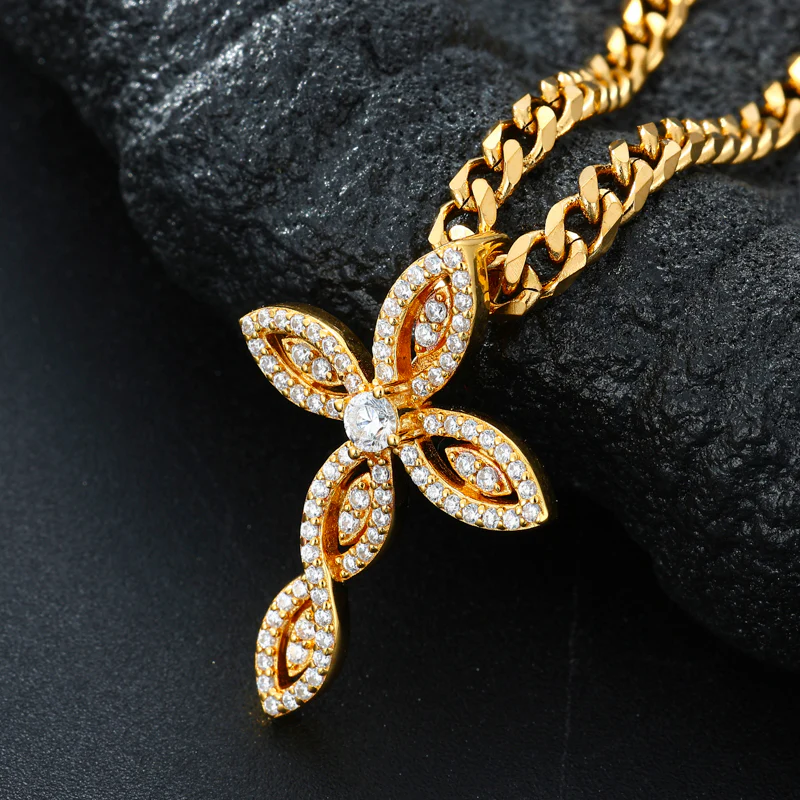 MOISSANITE DIAMOND TWISTED CROSS PENDANT IN STERLING SILVER - Image 2
