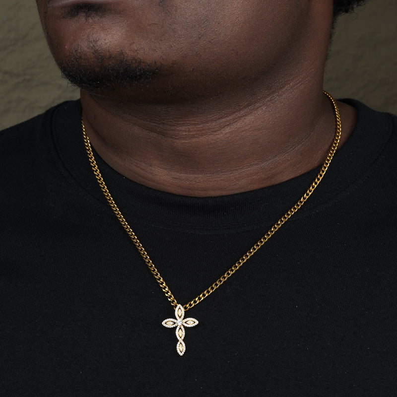 MOISSANITE DIAMOND TWISTED CROSS PENDANT IN STERLING SILVER - Image 4