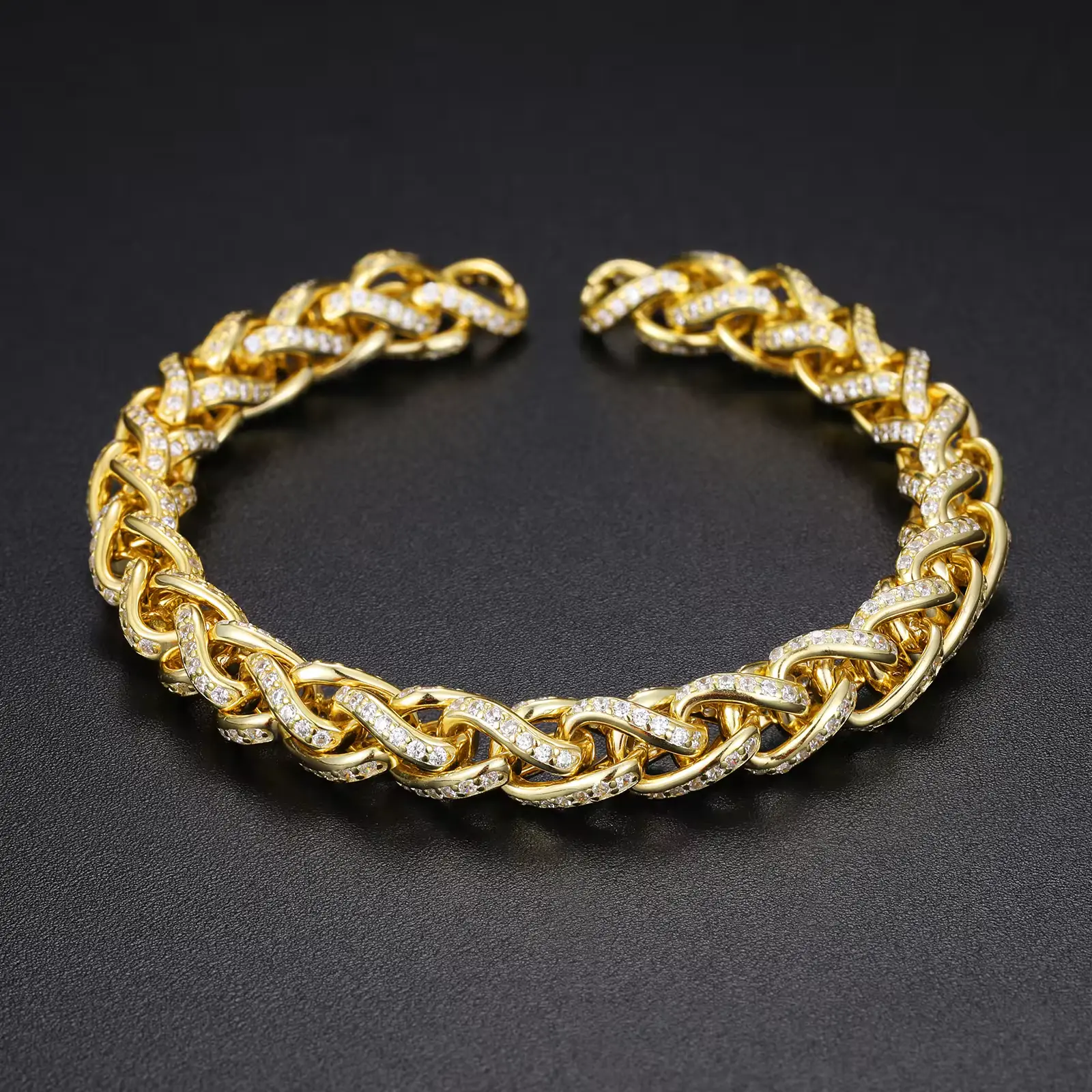 MOISSANITE DIAMOND TWISTED LINK CHAIN BRACELET IN STERLING SILVER - Image 2