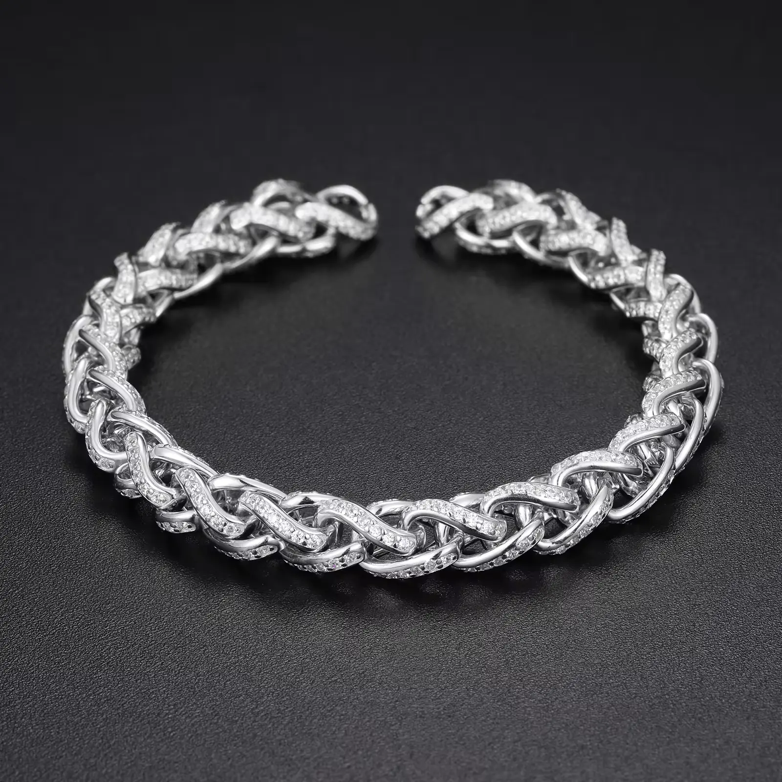 MOISSANITE DIAMOND TWISTED LINK CHAIN BRACELET IN STERLING SILVER - Image 3