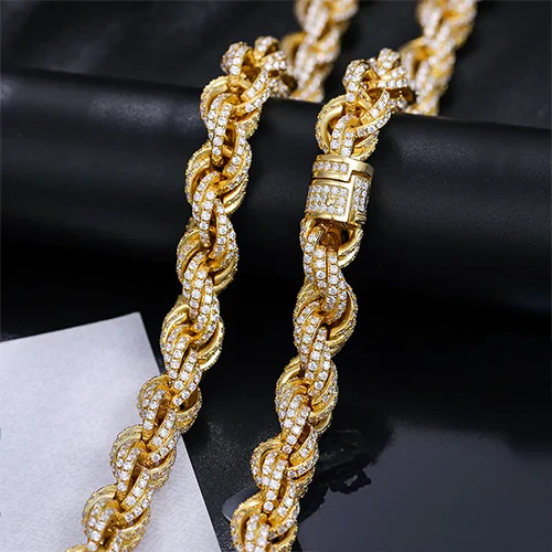 MOISSANITE DIAMOND TWISTED ROPE CHAIN NECKLACE IN STERLING SILVER - Image 3
