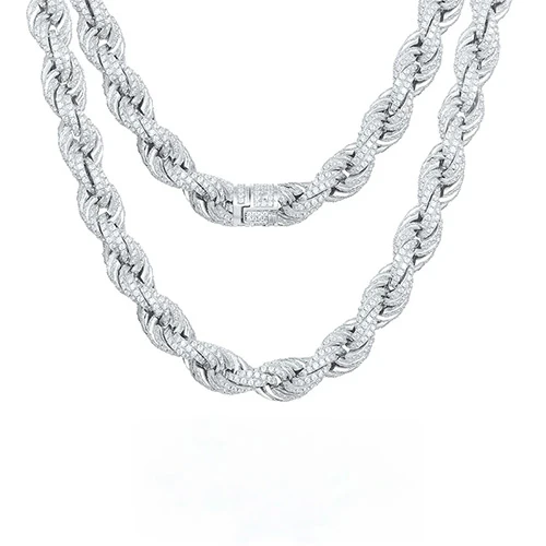 MOISSANITE DIAMOND TWISTED ROPE CHAIN NECKLACE IN STERLING SILVER - Image 5