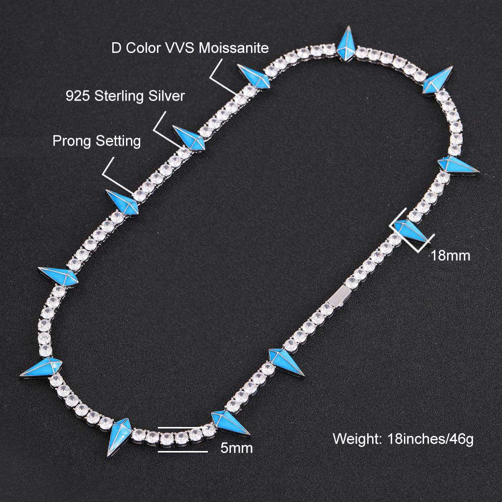 MOISSANITE DIAMOND BLACK PANTHER CHOKER TENNIS CHAIN IN STERLING SILVER - Image 10