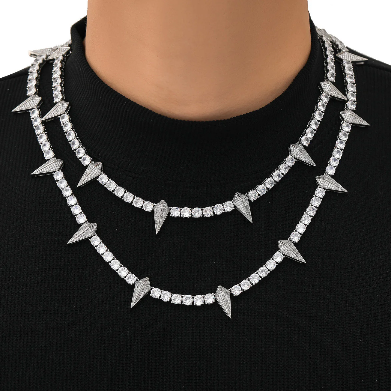 MOISSANITE DIAMOND BLACK PANTHER CHOKER TENNIS CHAIN IN STERLING SILVER - Image 2