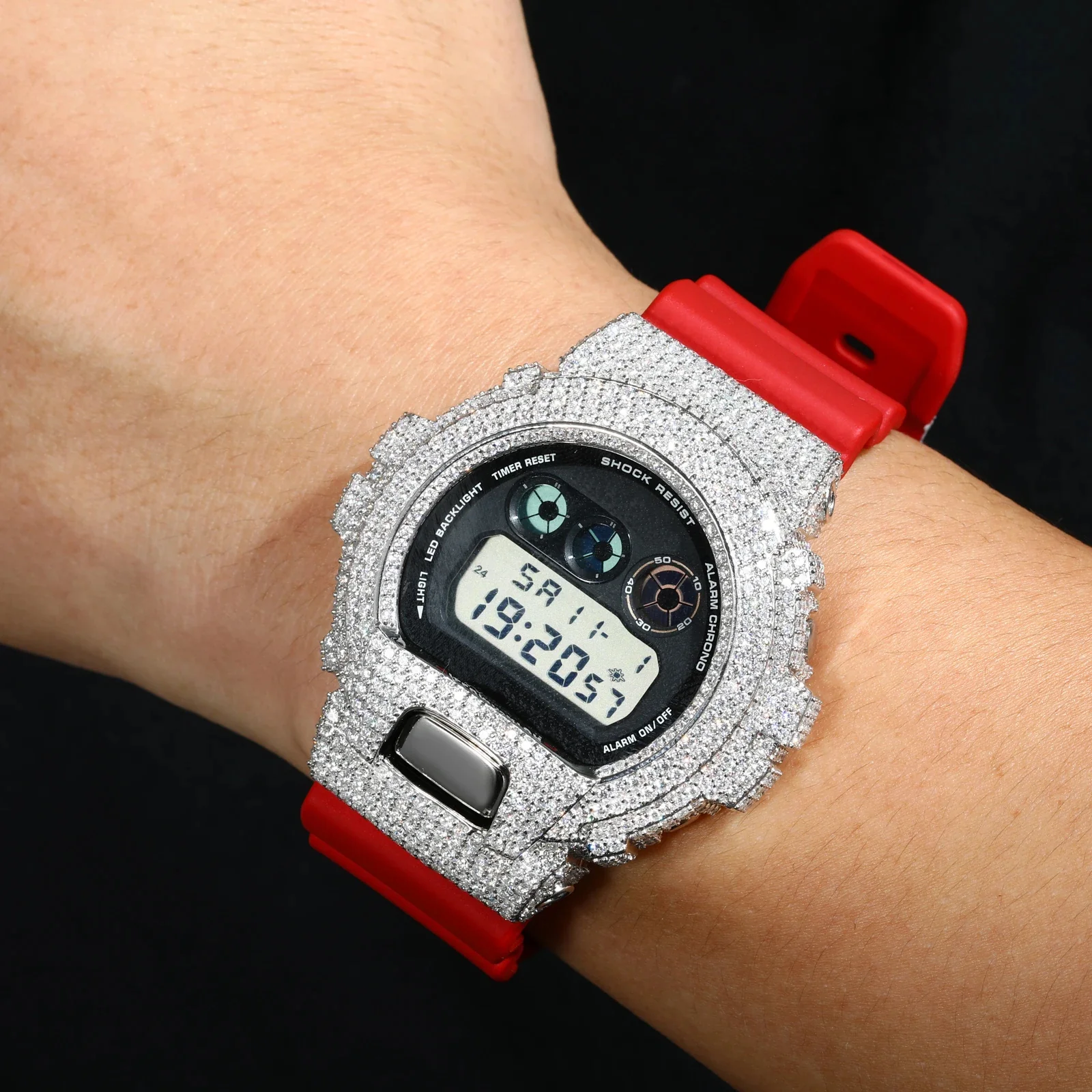 MOISSANITE DIAMOND WATCH BEZEL OR CASE IN STERLING SILVER FOR G-SHOCK DW6900 - Image 4