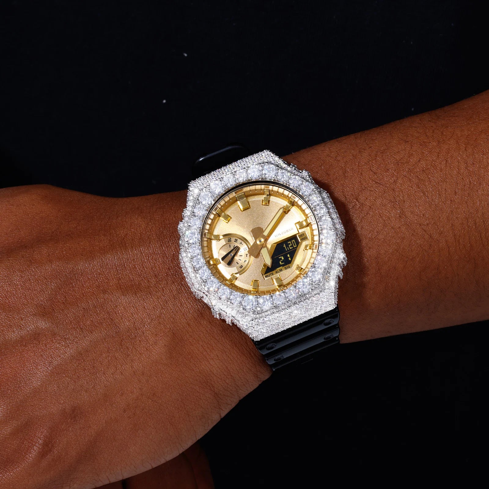 MOISSANITE DIAMOND WATCH BEZEL OR CASE IN STERLING SILVER FOR G-SHOCK GA2100 - Image 4