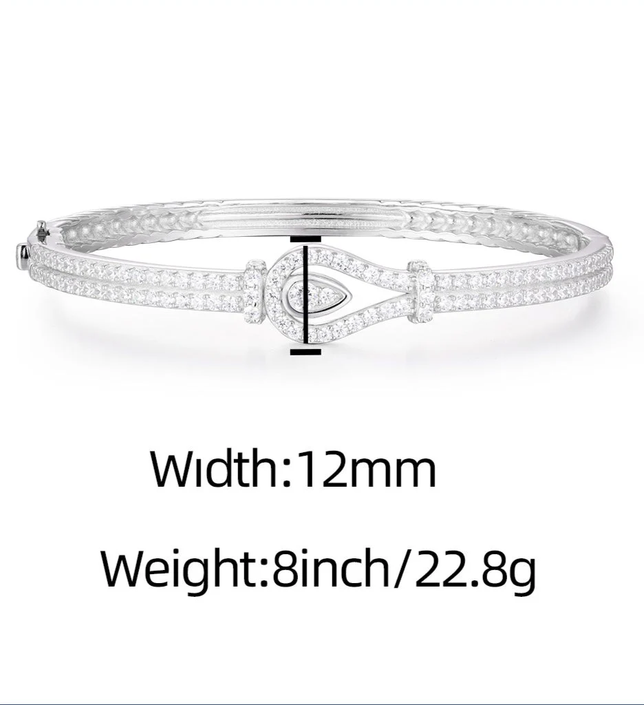 MOISSANITE DIAMOND WATER DROP BANGLE BRACELET IN STERLING SILVER - Image 5
